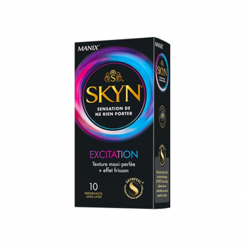MANIX SKYN Excitation 10 Préservatifs + 4 Texture Maxi-perlée + Effet Frisson